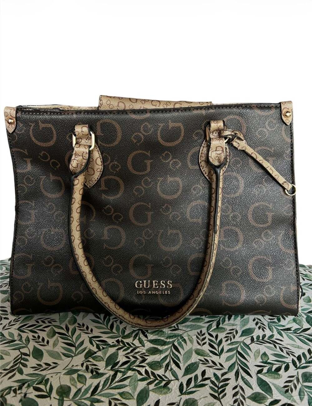 GUESS Los Angeles Oak Park Logo Satchel Handbag